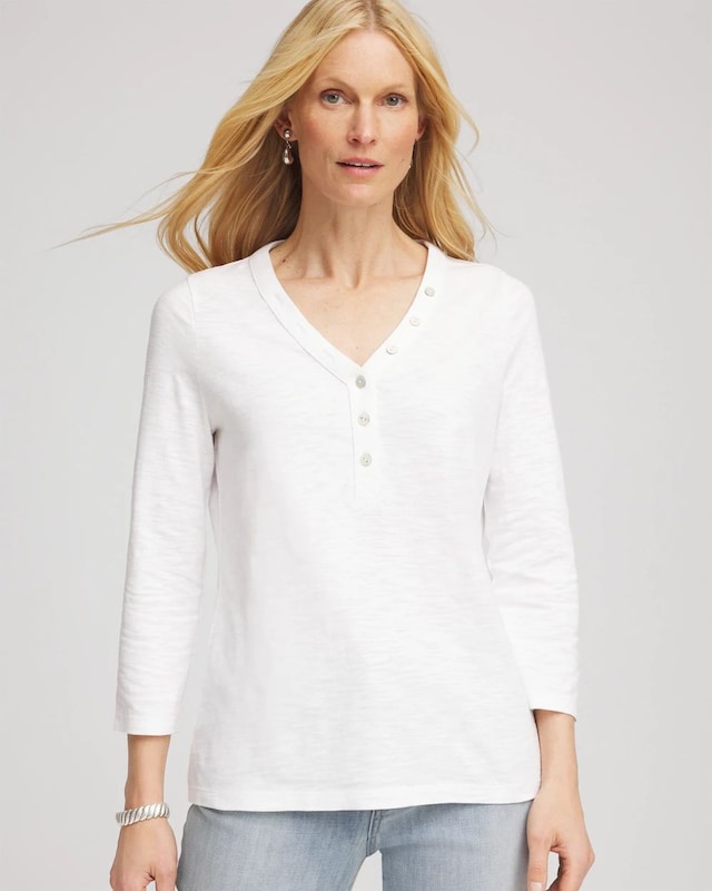 Slub Splitneck Button Tee